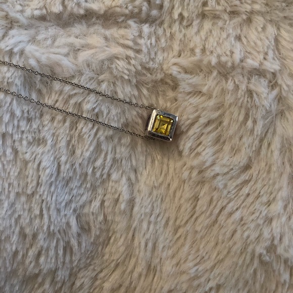 Sterling silver cubic zirconia cube necklace - Picture 5 of 5